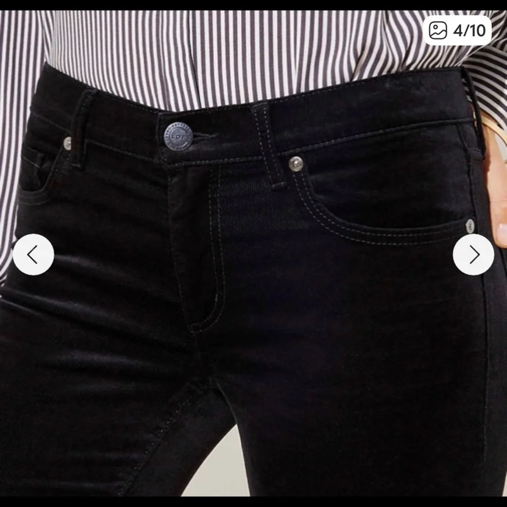 LOFT Black Velvet Slim Fit Pants - Picture 7 of 16